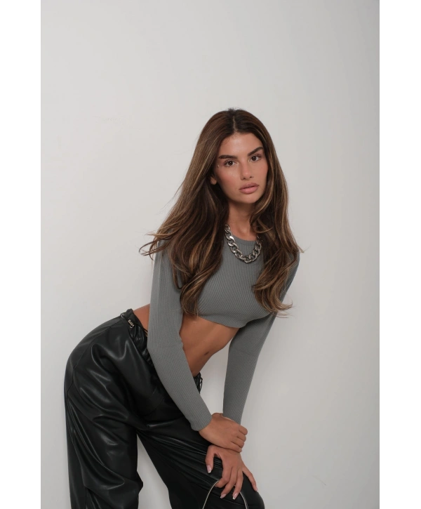 Morliva Basic Crop Triko Bluz