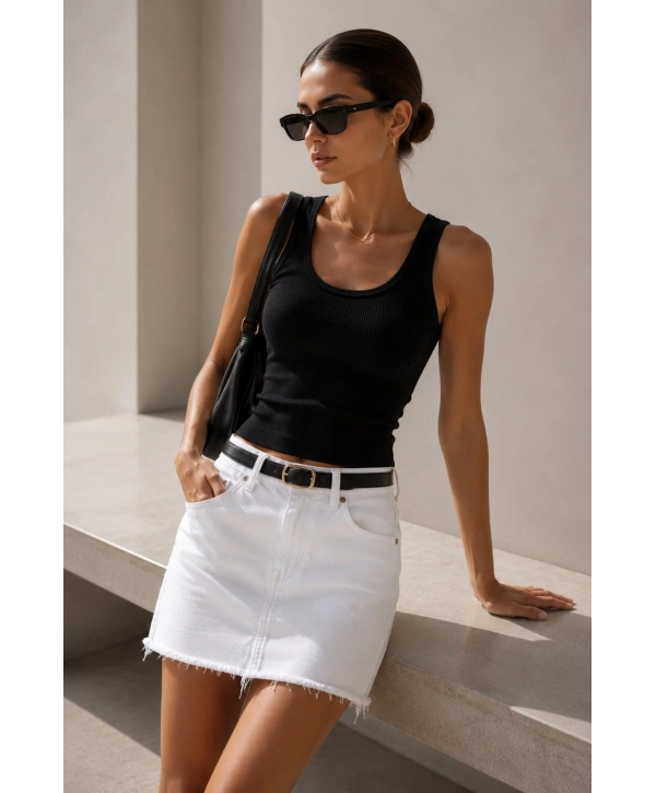 Morliva Basic Mini Denim Etek