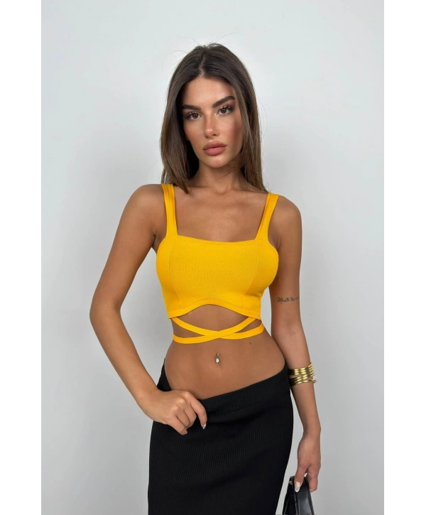 Morliva Bel Bağcıklı Crop Bluz