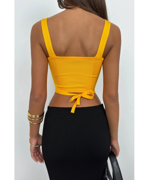 Morliva Bel Bağcıklı Crop Bluz