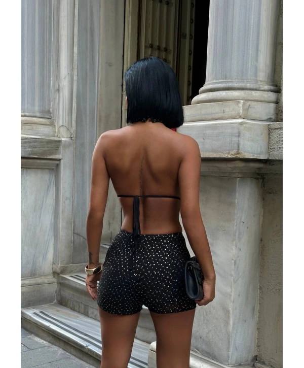 Morliva Boyundan bağlamalı Astarlı Şortlu takım