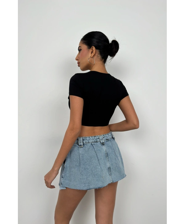Morliva Büzgü Detay Crop Bluz