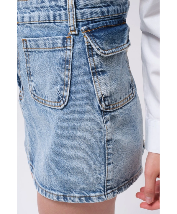 Morliva Cep Detay Denim Mini Etek