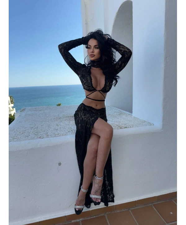 Morliva Düğmeli Seyyar Yakalı Astarlı Yırtmaçlı Maxi Boy Elbise