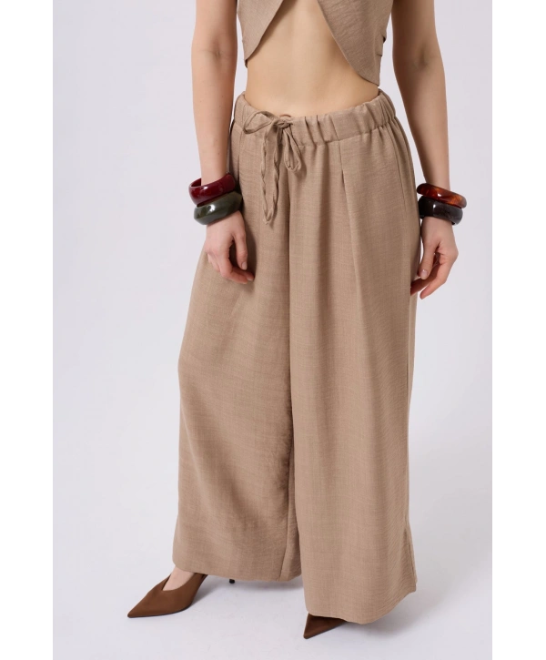 Morliva Düşük Bel Oversize Keten Pantolon