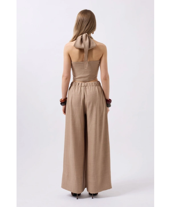 Morliva Düşük Bel Oversize Keten Pantolon