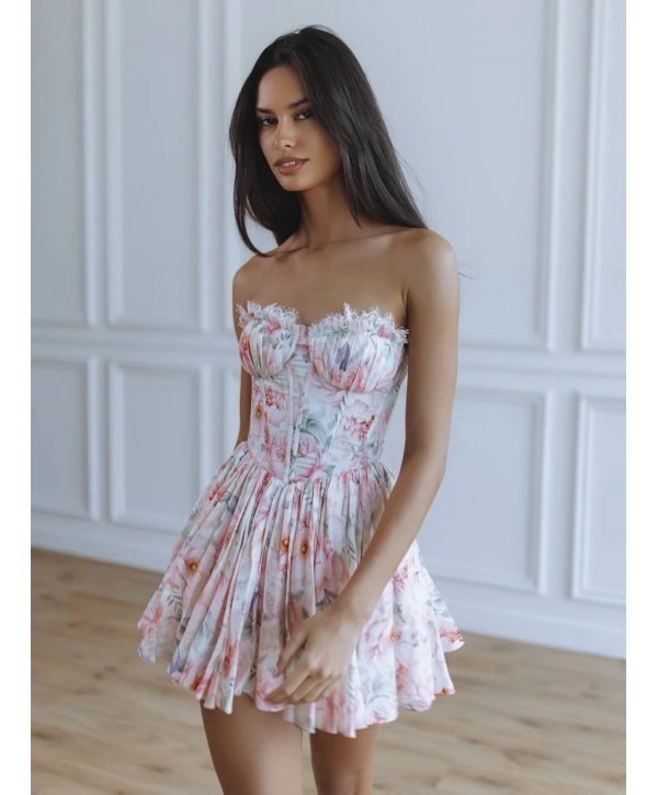 Morliva Florita Jessica Kumaş Elbise Pembe