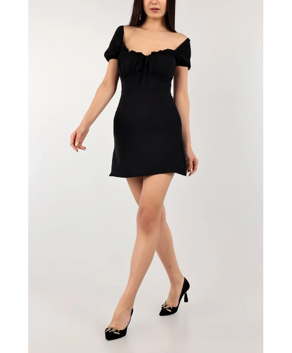 Morliva Göğsü Drapeli Aerobin Kumaş Mini Elbise