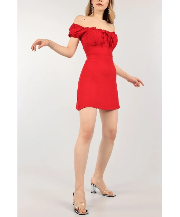 Morliva Göğsü Drapeli Aerobin Kumaş Mini Elbise