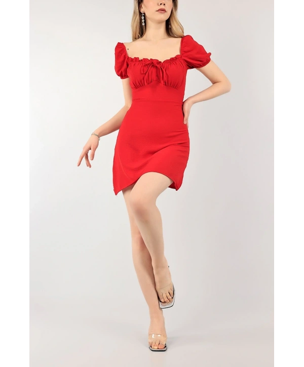 Morliva Göğsü Drapeli Aerobin Kumaş Mini Elbise