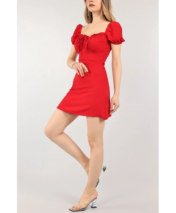 Morliva Göğsü Drapeli Aerobin Kumaş Mini Elbise