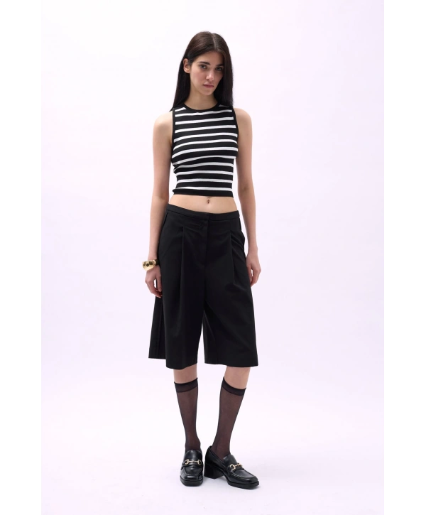 Morliva Halter Yaka Çizgili Crop