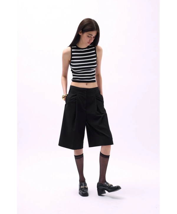 Morliva Halter Yaka Çizgili Crop