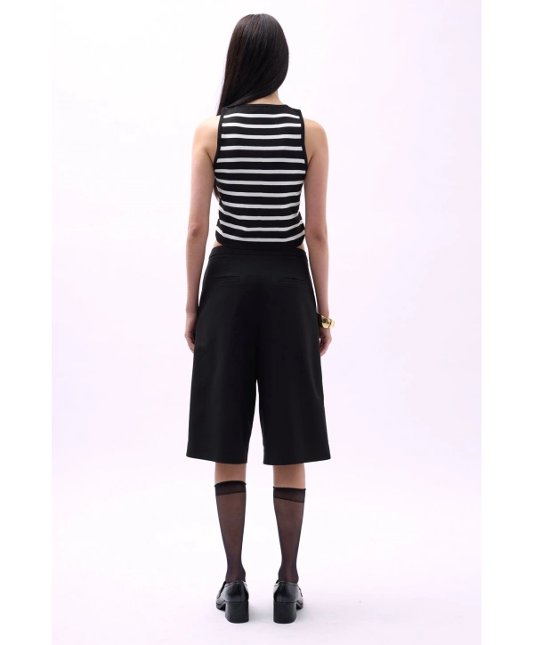 Morliva Halter Yaka Çizgili Crop