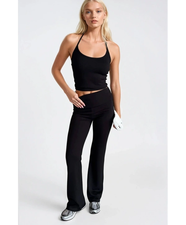 Morliva İp Askılı Bluz Wide Leg Pantolon İkili Takım