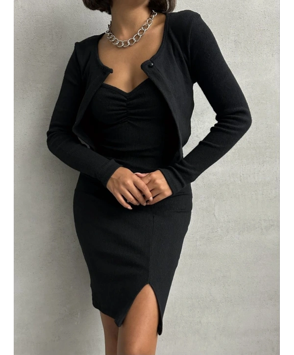 Morliva KASKORSE BOLEROLU ELBİSE CEKET TAKIM