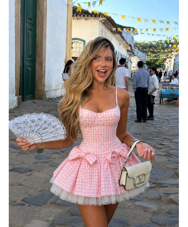 Morliva Kselia Pileli Elbise Pembe