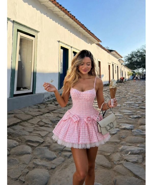 Morliva Kselia Pileli Elbise Pembe