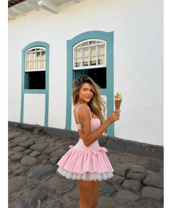 Morliva Kselia Pileli Elbise Pembe