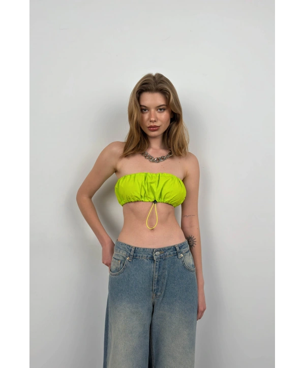 Morliva Lastik Detay Straplez Crop