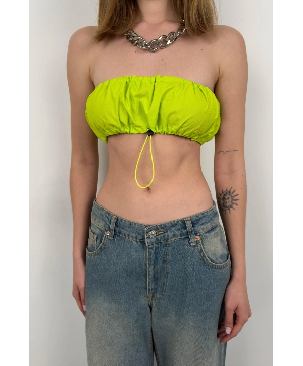 Morliva Lastik Detay Straplez Crop