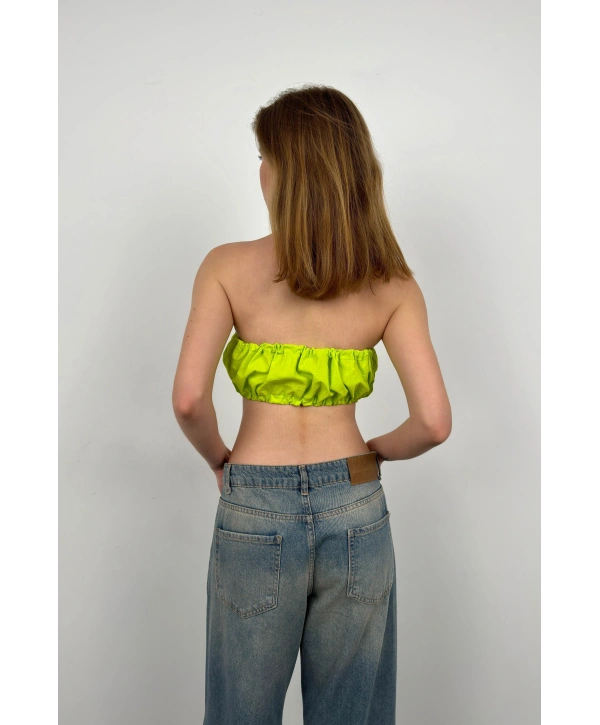 Morliva Lastik Detay Straplez Crop