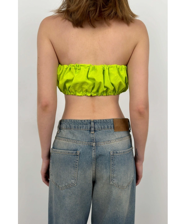 Morliva Lastik Detay Straplez Crop