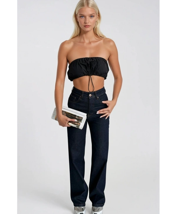 Morliva Lastik Detay Straplez Crop