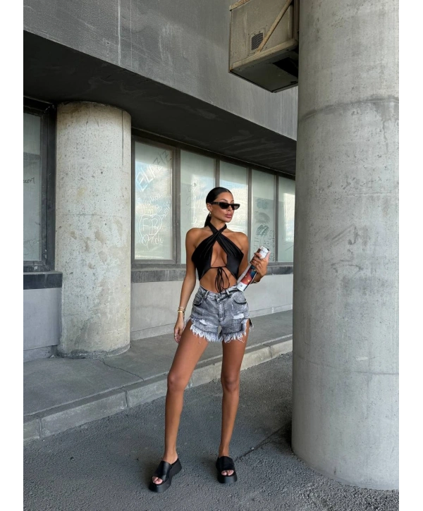 Morliva lazer kesim denim şort 2931