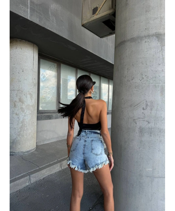 Morliva lazer kesim denim şort 2931