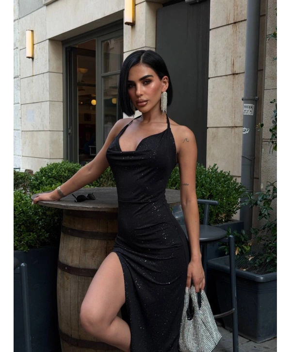 Morliva Midi Boy Gloplu Omuz Fırfır Dress 1067