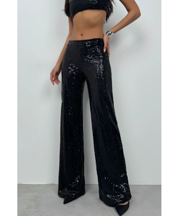 Morliva Payetli Wide Leg Pantolon