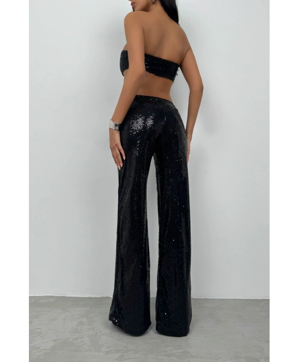 Morliva Payetli Wide Leg Pantolon