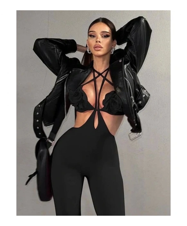 Morliva Siyah Dekolte Tulum