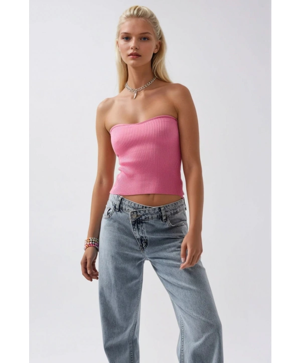 Morliva Straplez Dokulu Crop