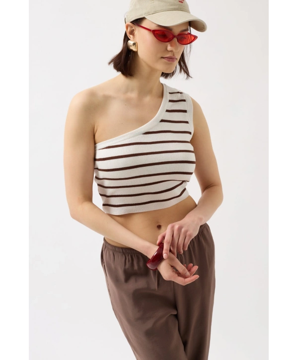 Morliva Tek Omuz Çizgili Crop