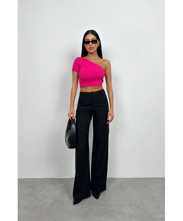 Morliva Tek Omuz Crop Bluz