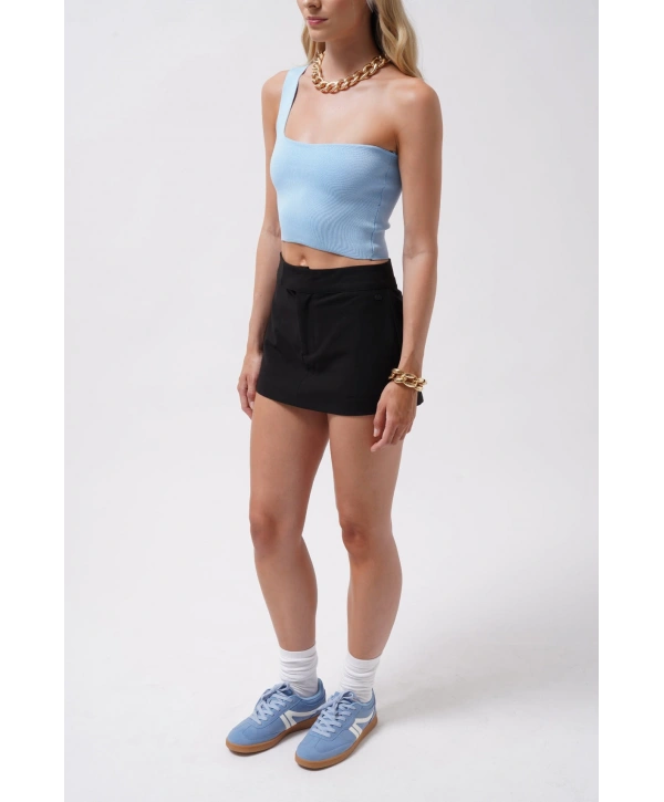Morliva Tek Omuz Crop Bluz