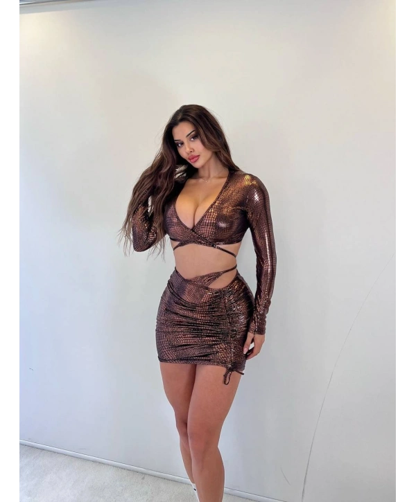Morliva thal lumaş parlak 2 li takım mini