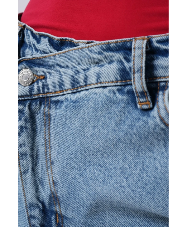 Morliva Yırtmaç Detay Denim Midi Etek