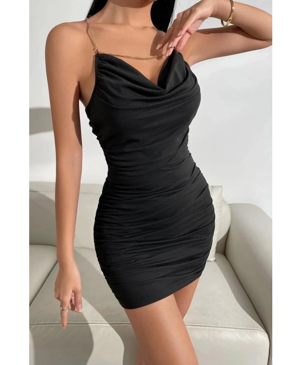 Morliva Zincirli Mini Elbise
