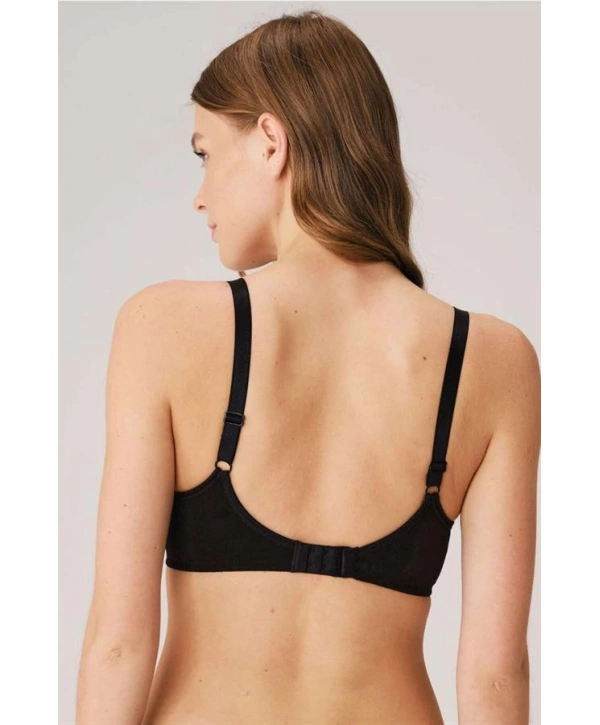 Pamuklu Balensiz Lohusa Önden Açılan Siyah Emzirme Sütyeni