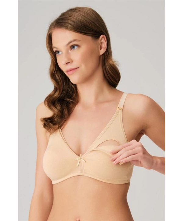 Pamuklu Balensiz Lohusa Önden Açılan Ten Emzirme Sütyeni