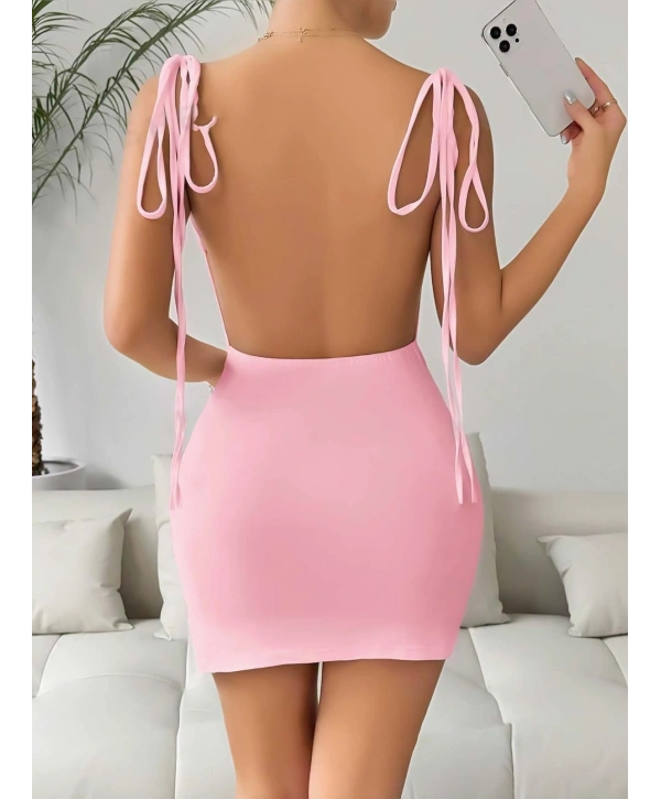 Pembe Fantezi Clup Elbisesi 5034