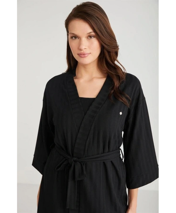 Penye Mood 3lü Kısa Kol Sabahlık Pijama Takımı