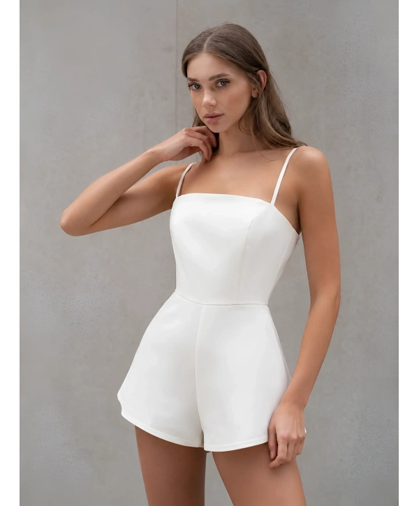 ROSENDA SATEN ŞORTLU TULUM BEYAZ