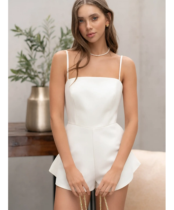 ROSENDA SATEN ŞORTLU TULUM BEYAZ