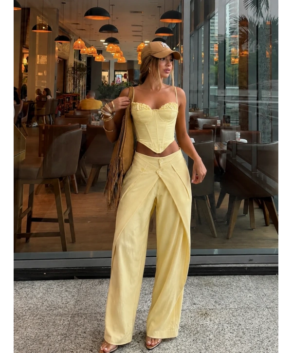 SALGU BÜSTİYER & PANTOLON TAKIM SARI