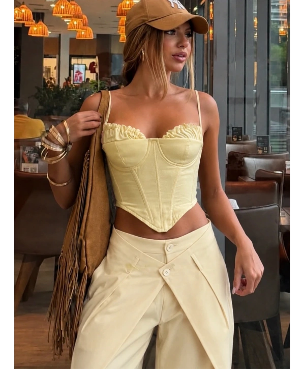 SALGU BÜSTİYER & PANTOLON TAKIM SARI