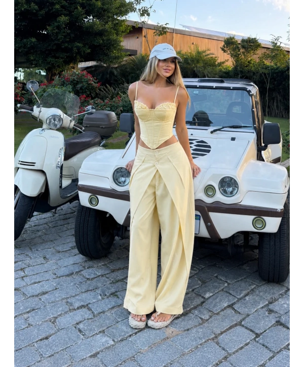 SALGU BÜSTİYER & PANTOLON TAKIM SARI